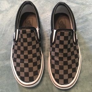 Slip on Black and Grey Checkered Vans for boys